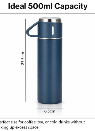 500ml Stainless Steel Vacuum Flask Set with 3 Cups Insulated