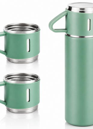 500ml Stainless Steel Vacuum Flask Set with 3 Cups Insulated