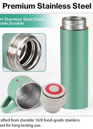 500ml Stainless Steel Vacuum Flask Set with 3 Cups Insulated