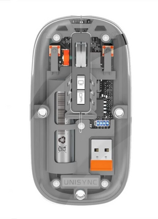 Wireless UNISYNC Tri-Mode Silent Optical Mouse – ABS – USB-C Rechargeable – 2.4GHz & Dual Bluetooth