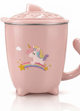 250ml Double Wall Insulated Toddler Cup with Snap-On Lid, Spill-Resistant Silicone Seal, ABS Plastic Cartoon Design, Warm & Cold Drinks Pink