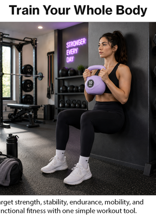 Vinyl Coated Cement Filled Kettlebell Weight 2kg to 16kg Home Gym Strength Training - 10kg