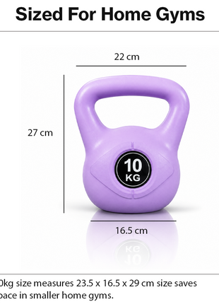 Vinyl Coated Cement Filled Kettlebell Weight 2kg to 16kg Home Gym Strength Training - 10kg