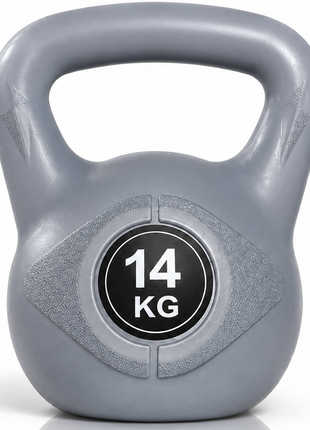 Vinyl Coated Cement Filled Kettlebell Weight 2kg to 16kg Home Gym Strength Training - 14kg