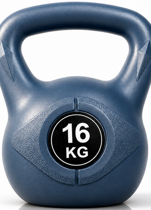 Vinyl Coated Cement Filled Kettlebell Weight 2kg to 16kg Home Gym Strength Training - 16kg
