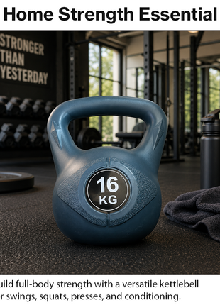 Vinyl Coated Cement Filled Kettlebell Weight 2kg to 16kg Home Gym Strength Training - 16kg