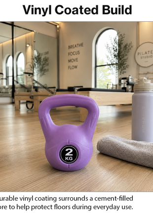 Vinyl Coated Cement Filled Kettlebell Weight 2kg to 16kg Home Gym Strength Training - 2kg