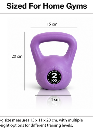 Vinyl Coated Cement Filled Kettlebell Weight 2kg to 16kg Home Gym Strength Training - 2kg