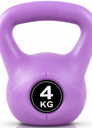 Vinyl Coated Cement Filled Kettlebell Weight 2kg to 16kg Home Gym Strength Training - 4kg