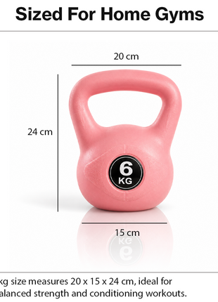 Vinyl Coated Cement Filled Kettlebell Weight 2kg to 16kg Home Gym Strength Training - 6kg