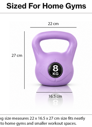 Vinyl Coated Cement Filled Kettlebell Weight 2kg to 16kg Home Gym Strength Training - 8kg