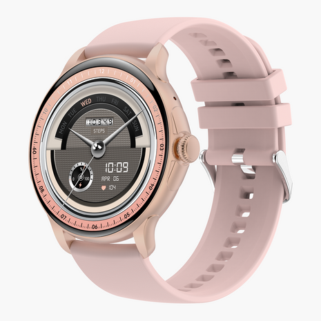 Norden Up Smart Watch, 1.43" AMOLED Full Touch Screen,Heart Rate & Sleep Monitoring, AI Voice Assistant, Multiple Sports Modes, BT5.3, 3-5 Days Battery Life, Magnetic Charging, Pink/Gold