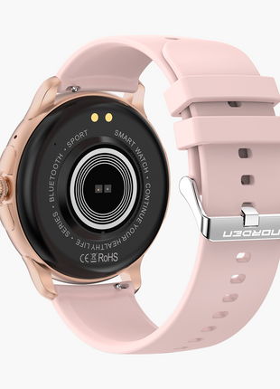 Norden Up Smart Watch, 1.43" AMOLED Full Touch Screen,Heart Rate & Sleep Monitoring, AI Voice Assistant, Multiple Sports Modes, BT5.3, 3-5 Days Battery Life, Magnetic Charging, Pink/Gold