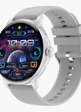 Norden Up Smart Watch, 1.43" AMOLED Full Touch Screen,Heart Rate & Sleep Monitoring, AI Voice Assistant, Multiple Sports Modes, BT5.3, 3-5 Days Battery Life, Magnetic Charging, Silver