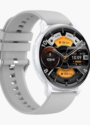 Norden Up Smart Watch, 1.43" AMOLED Full Touch Screen,Heart Rate & Sleep Monitoring, AI Voice Assistant, Multiple Sports Modes, BT5.3, 3-5 Days Battery Life, Magnetic Charging, Silver