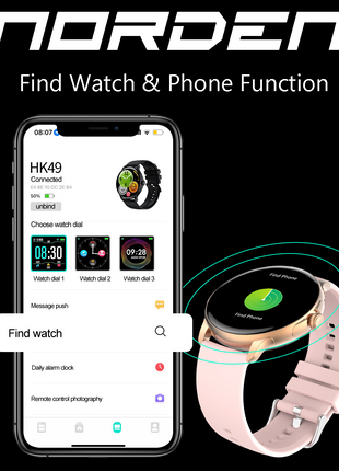 Norden Up Smart Watch, 1.43" AMOLED Full Touch Screen,Heart Rate & Sleep Monitoring, AI Voice Assistant, Multiple Sports Modes, BT5.3, 3-5 Days Battery Life, Magnetic Charging, Pink/Gold
