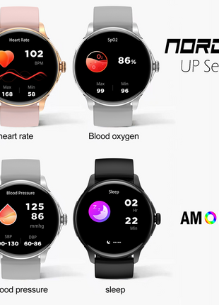 Norden Up Smart Watch, 1.43" AMOLED Full Touch Screen,Heart Rate & Sleep Monitoring, AI Voice Assistant, Multiple Sports Modes, BT5.3, 3-5 Days Battery Life, Magnetic Charging, Silver