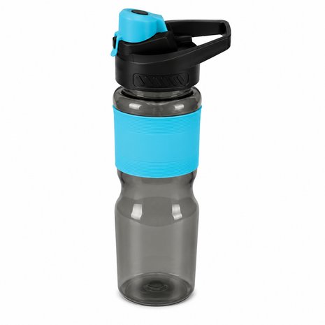 600 mL Leak-Resistant Water Bottle with Flip-Top Carry Lid and Silicone Grip Sleeve- Blue