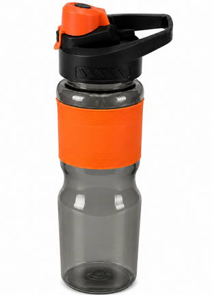 600 mL Leak-Resistant Water Bottle with Flip-Top Carry Lid and Silicone Grip Sleeve- Orange