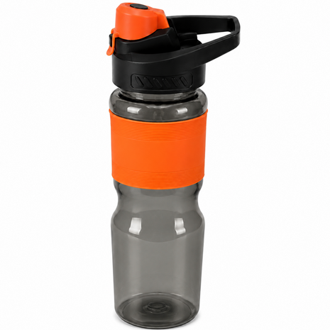 600 mL Leak-Resistant Water Bottle with Flip-Top Carry Lid and Silicone Grip Sleeve- Orange