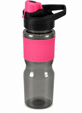 600 mL Leak-Resistant Water Bottle with Flip-Top Carry Lid and Silicone Grip Sleeve- Pink