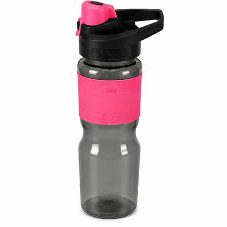 600 mL Leak-Resistant Water Bottle with Flip-Top Carry Lid and Silicone Grip Sleeve- Pink