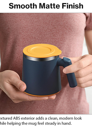 Portable Soup Mug with Spoon Matte ABS Exterior and  Stainless Steel Interior Blue