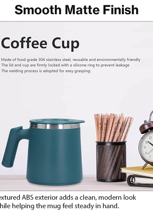 Portable Soup Mug with Spoon Matte ABS Exterior and  Stainless Steel Interior Green