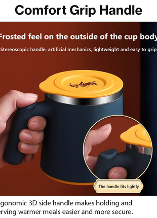 Portable Soup Mug with Spoon Matte ABS Exterior and  Stainless Steel Interior Blue