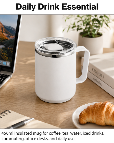 Stainless Steel Insulated Coffee Mug with Handle