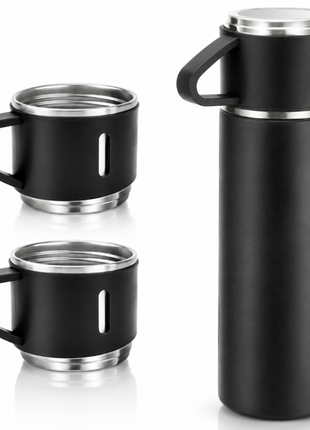 500ml Stainless Steel Vacuum Flask Set with 3 Cups Insulated