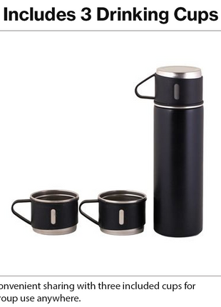 500ml Stainless Steel Vacuum Flask Set with 3 Cups Insulated