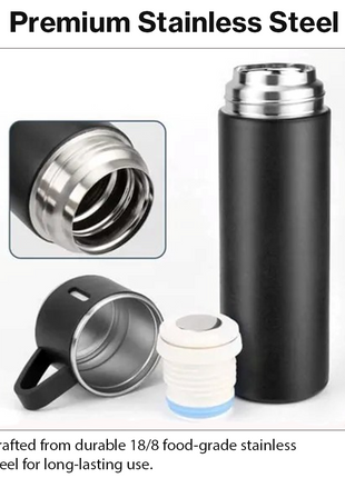 500ml Stainless Steel Vacuum Flask Set with 3 Cups Insulated