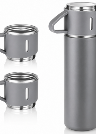 500ml Stainless Steel Vacuum Flask Set with 3 Cups Insulated