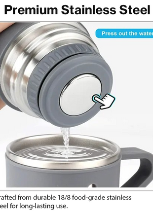 500ml Stainless Steel Vacuum Flask Set with 3 Cups Insulated