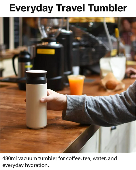 Cream 480ml Vacuum Insulated Stainless Steel Travel Tumbler Double-Walled Leak-Proof Coffee Mug