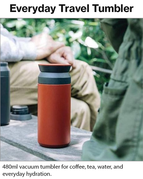 Red 480ml Vacuum Insulated Stainless Steel Travel Tumbler Double-Walled Leak-Proof Coffee Mug