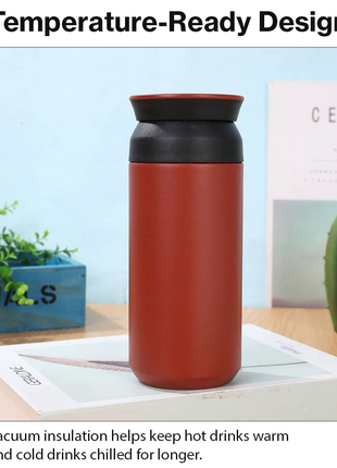 Red 480ml Vacuum Insulated Stainless Steel Travel Tumbler Double-Walled Leak-Proof Coffee Mug