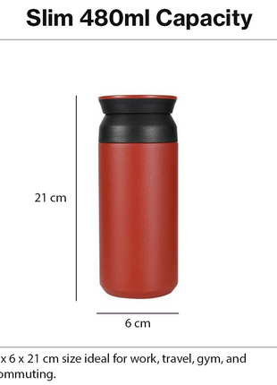 Red 480ml Vacuum Insulated Stainless Steel Travel Tumbler Double-Walled Leak-Proof Coffee Mug
