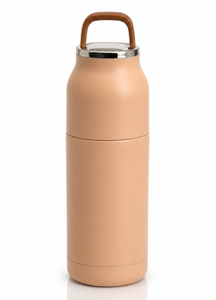 350mL Stainless Steel Vacuum Insulated Thermos Bottle with Silicone Carry Handle- Pink