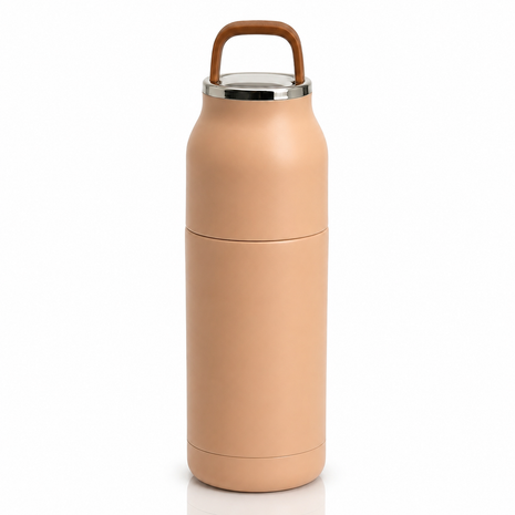 350mL Stainless Steel Vacuum Insulated Thermos Bottle with Silicone Carry Handle- Pink