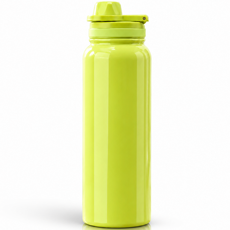 Sports Water Bottle with Leak-Proof Lid & Foldable Handle, Stainless Steel, Lightweight Powder-Coated Flask Green