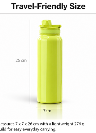 Sports Water Bottle with Leak-Proof Lid & Foldable Handle, Stainless Steel, Lightweight Powder-Coated Flask Green