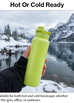 Sports Water Bottle with Leak-Proof Lid & Foldable Handle, Stainless Steel, Lightweight Powder-Coated Flask