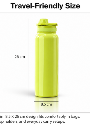 Sports Water Bottle with Leak-Proof Lid & Foldable Handle, Stainless Steel, Lightweight Powder-Coated Flask