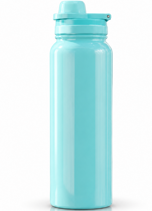 Sports Water Bottle with Leak-Proof Lid & Foldable Handle, Stainless Steel, Lightweight Powder-Coated Flask Teal