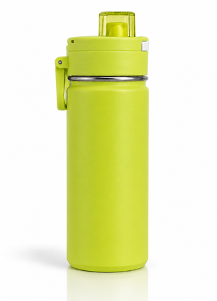 600ml Vacuum Sports Water Bottle with Locking Flip Lid Green