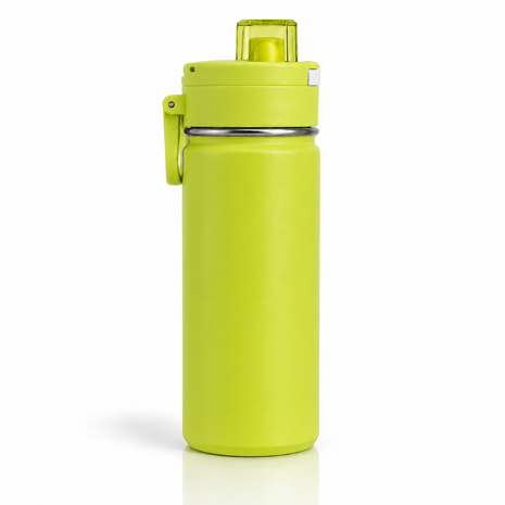 600ml Vacuum Sports Water Bottle with Locking Flip Lid Green