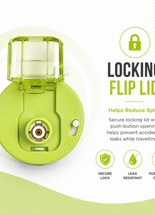 600ml Vacuum Sports Water Bottle with Locking Flip Lid Green
