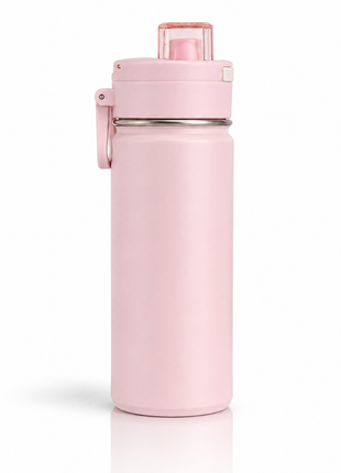 600ml Vacuum Sports Water Bottle with Locking Flip Lid Pink